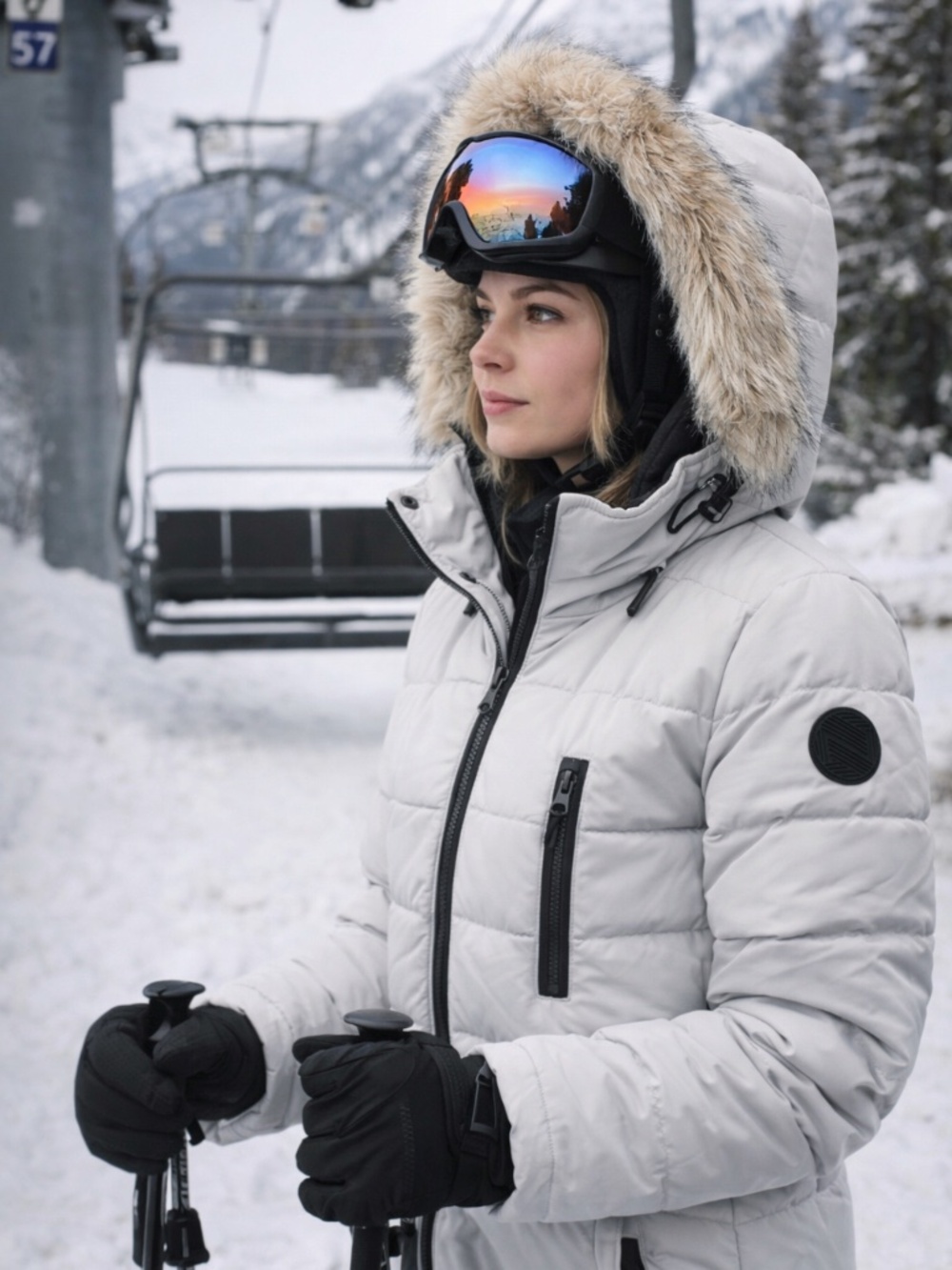 NOIZE Faux Fur Hooded Puffer Coat | Recycled Insulation | Size L